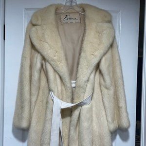 Evans Mink Coat in Cream/ Beige Medium Length